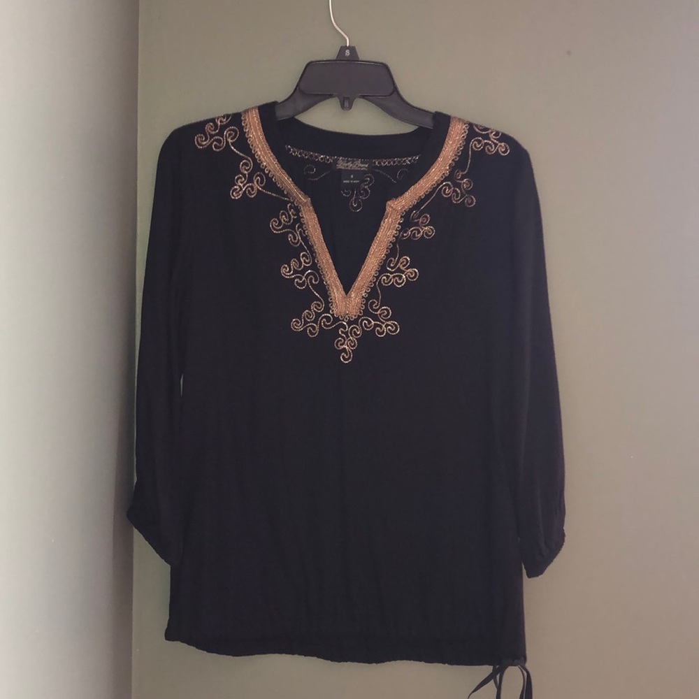 Lucky Brand Gold embroidered blouse